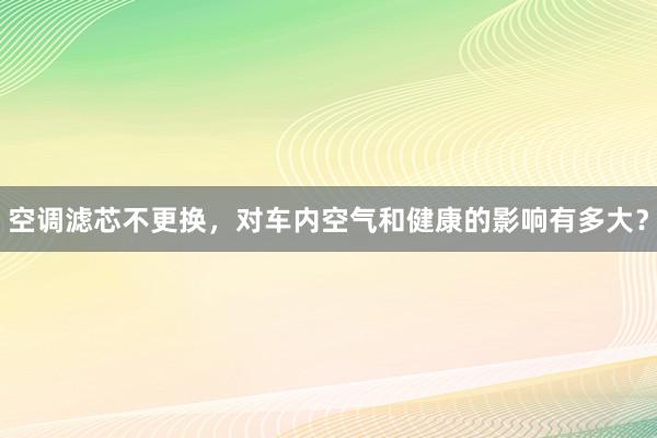 空调滤芯不更换，对车内空气和健康的影响有多大？